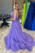 Off the Shoulder Fuchsia Tulle Long Prom Party Dress With Multi-Layers