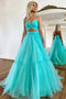 Sweetheart Two Pieces Tulle Prom Dress A Line Formal Dress Wtih Ruched