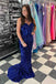 Sleeveless Light Blue Sweetheart Mermaid Long Prom Dress With Sequins