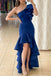 One Shoulder Royal Blue Satin Long Prom Dress, A Line Party Dress