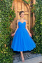 Spaghetti Straps Sky Blue Backless Long Prom Dress, Tulle Sweet 16 Dress