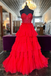 Sweetheart Red Strapless Sequin Long Prom Dress With Multi-Layers
