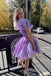 One Shoulder White Tulle Short Homecoming Dress With Ruffles Sleeve