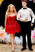 Sweetheart Red Feathers A Line Short Homecoming Dress With Sequins