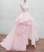 Princess Pink Lace Strapless Long Prom Party Dress, Tulle Sweet 16 Dress