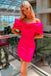 Pink Off the Shoulder Short Homecoming Dress With Bowknot Bust