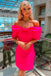 Pink Off the Shoulder Short Homecoming Dress With Bowknot Bust