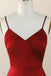 Strapless Red V Neck Hi-Low Long Bridesmaid Dress With Ruffles