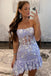 Sparkly Lavender Sequin A Line Short Homecoming Dress With Appliques