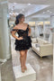 Sparkly Black A Line Short Homecoming Dress With Tiered Ruffle