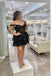 Sparkly Black A Line Short Homecoming Dress With Tiered Ruffle