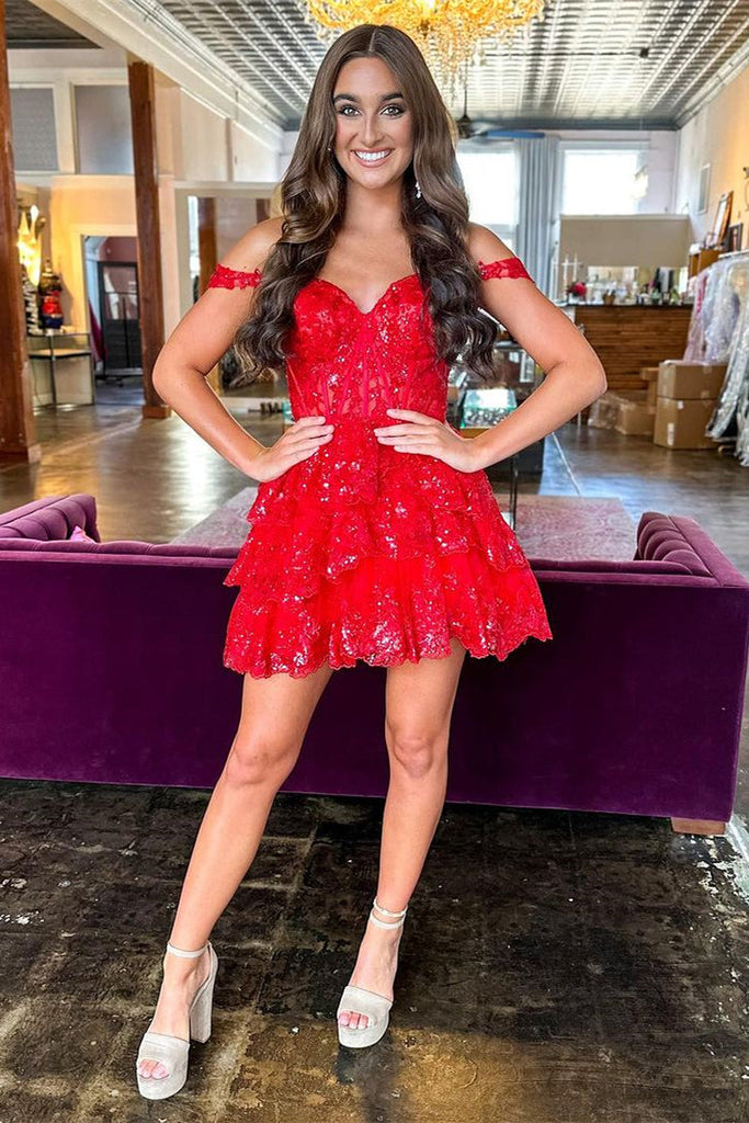 Sparkly Black A Line Short Homecoming Dress With Tiered Ruffle