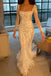 Mermaid Ivory Long Sleeves Dots Wedding Dress With Lace Appliques