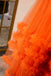 Puff Sleeves Orange Tulle Short Homecoming Dress With Ruffled
