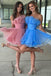 Organza Sky Blue Tulle A Line Short Homecoming Dress With Ruffles