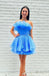 Organza Sky Blue Tulle A Line Short Homecoming Dress With Ruffles
