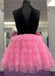 Deep V Neck Halter A Line Short Homecoming Dress With Ruffles