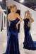 Sweetheart Navy Blue Long Prom Dress With Slit, Mermaid Velvet Formal Dress