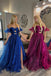 Sweetheart Royal Blue Keyhole Slit Long Prom Dress With Balloon Sleeves