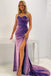 Sweetheart Navy Blue Long Prom Dress With Slit, Mermaid Velvet Formal Dress