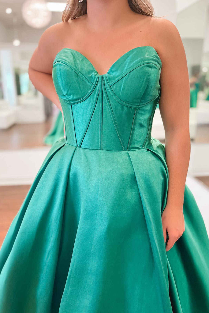 A Line Barbie Pink Corset Prom Dress With Pockets, Sweetheart Long Formal Gown