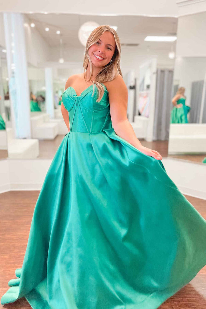 A Line Barbie Pink Corset Prom Dress With Pockets, Sweetheart Long Formal Gown