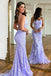 Trumpet Mermaid Lavender Long Glitter Prom Dress Tight Party Dress