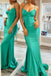 Spaghetti Straps Purple Mermaid Sleeveless Trumpet Satin Long Prom Dress