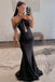 Off the Shoulder Black Mermaid Halter Long Formal Dress With Beaded