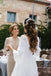 A Line Ivory 3/4 Sleeves Lace Square Wedding Dresses With Train Tiered