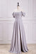 Off the Shoulder Grey Backless Chiffon A-Line Bridesmaid Dress With Slit