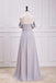 Off the Shoulder Grey Backless Chiffon A-Line Bridesmaid Dress With Slit