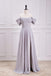 Off the Shoulder Grey Backless Chiffon A-Line Bridesmaid Dress With Slit