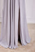 Off the Shoulder Grey Backless Chiffon A-Line Bridesmaid Dress With Slit