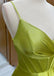 Sexy Yellow Spaghetti Straps A Line Satin Long Prom Evening Dress
