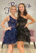 One Shoulder Red A-Line Homecoming Dresses With Sequin