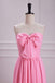 Strapless Candy Pink A-Line Long Bridesmaid Dress With Bowknot