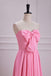 Strapless Candy Pink A-Line Long Bridesmaid Dress With Bowknot