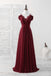 Straps Blue A Line Chiffon V Neck Long Bridesmaid Dress With Ruffles