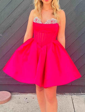 Sweetheart Light Purple A Line Short Homecoming Dress With Beaded