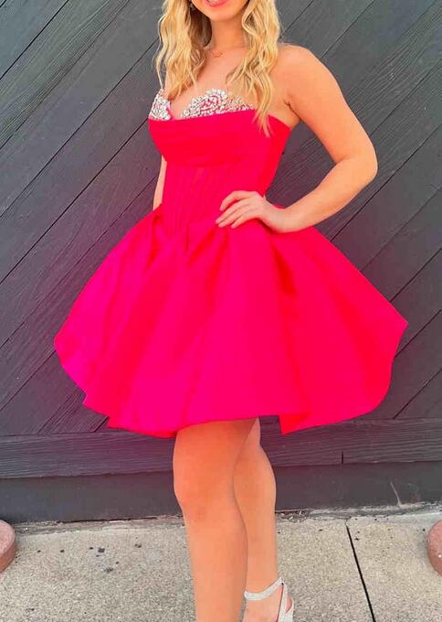 Sweetheart Light Purple A Line Short Homecoming Dress With Beaded