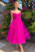 Tea-Length Fuchsia Sleeveless Cocktail Party Dress, Tulle Sweet 16 Dress