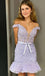 Off the Shoulder Black V Neck Short Homecoming Dress With Bowknot