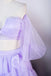 Off the Shoulder Lavender Two Piece Ruffles Long Prom Party Dress With Slit