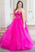 Sweetheart Blue Sequin Tulle Long Prom Dress A Line Evening Gown