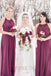 Graceful Halter Neck Burgundy A-Line Chiffon Long Bridesmaid Gowns