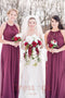 Graceful Halter Neck Burgundy A-Line Chiffon Long Bridesmaid Gowns