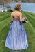 Sweetheart Blue Sequins Prom Dress With Appliques, Long Evening Gown