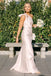 One Shoulder Light Blue Satin Long Bridesmaid Dresses with Box