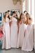 One Shoulder Light Blue Satin Long Bridesmaid Dresses with Box